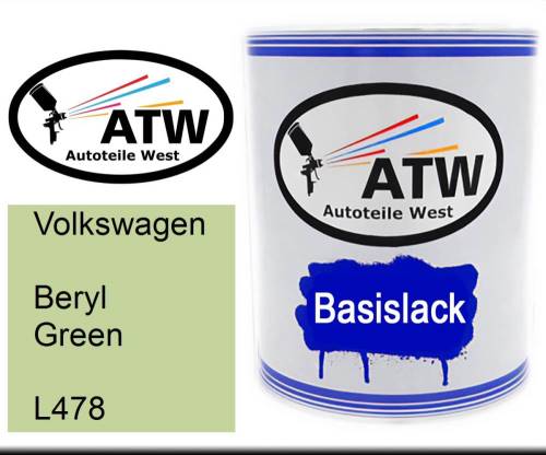 Volkswagen, Beryl Green, L478: 1L Lackdose, von ATW Autoteile West.